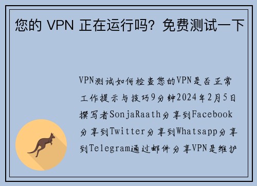 您的 VPN 正在运行吗？免费测试一下 